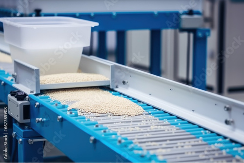 Conveyor for working with small white plastic granules for the chemical industry photo