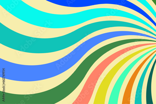 Abstract background of groovy Wavy Lines design in 1970s Hippie Retro style. Vector pattern ready to use for cloth  textile  wrap and other