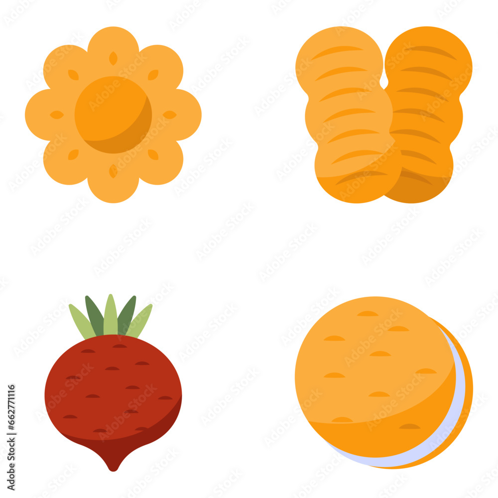 Set of Fruits and Meal Flat Icons
Set of Fruits and Meal Flat Icons