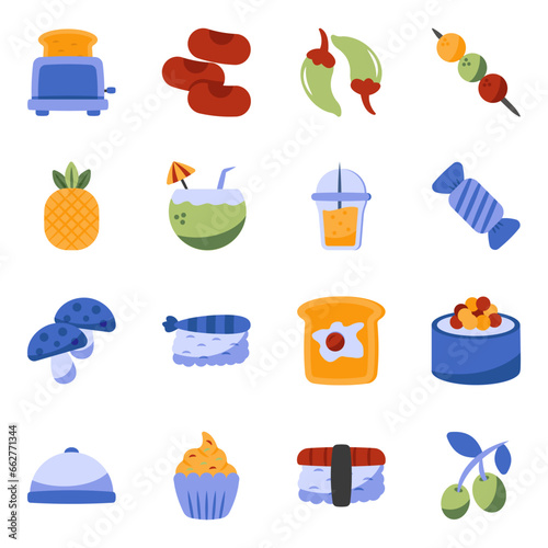Set of Delicious Meal Flat Icons