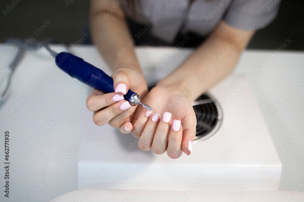 woman doing manicure at home, relax and enjoy