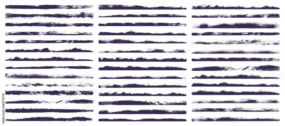 Grunge lines monochrome set elements - obrazy, fototapety, plakaty 