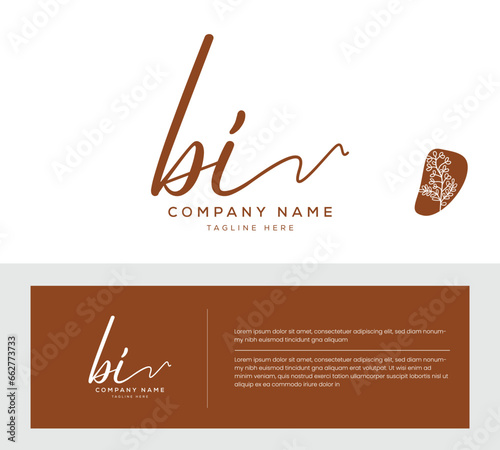 BI initial letter handwriting and signature logo. Beauty vector initial logo .Fashion, boutique, floral and botanical