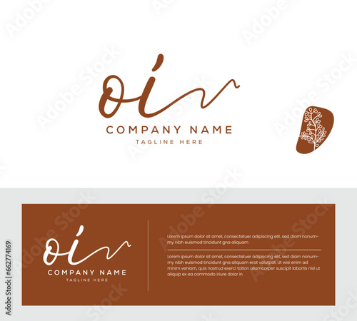 OI initial letter handwriting and signature logo. Beauty vector initial logo .Fashion, boutique, floral and botanical