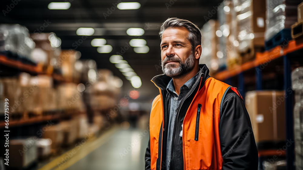 Professional men working together in a warehouse. Fulfillment, logistics, transportation background Professional men working together in a warehouse. Fulfillment, logistics, transportation background