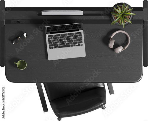Top view of Office Table with Chair - Office