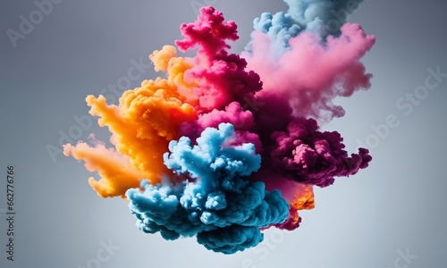 A colorful smoke explosion isolated
