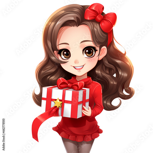 Cute Girl Happy New Year Clipart Illustration