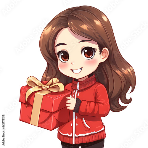 Cute Girl Happy New Year Clipart Illustration