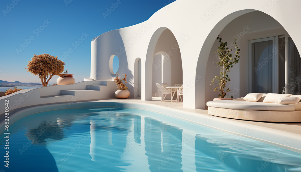 Luxury summer vacations in a modern, comfortable, and elegant holiday villa generated by AI