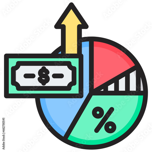 Profit Margin Outline Color Icon