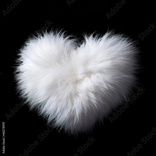 White fur ball in the shape of heart