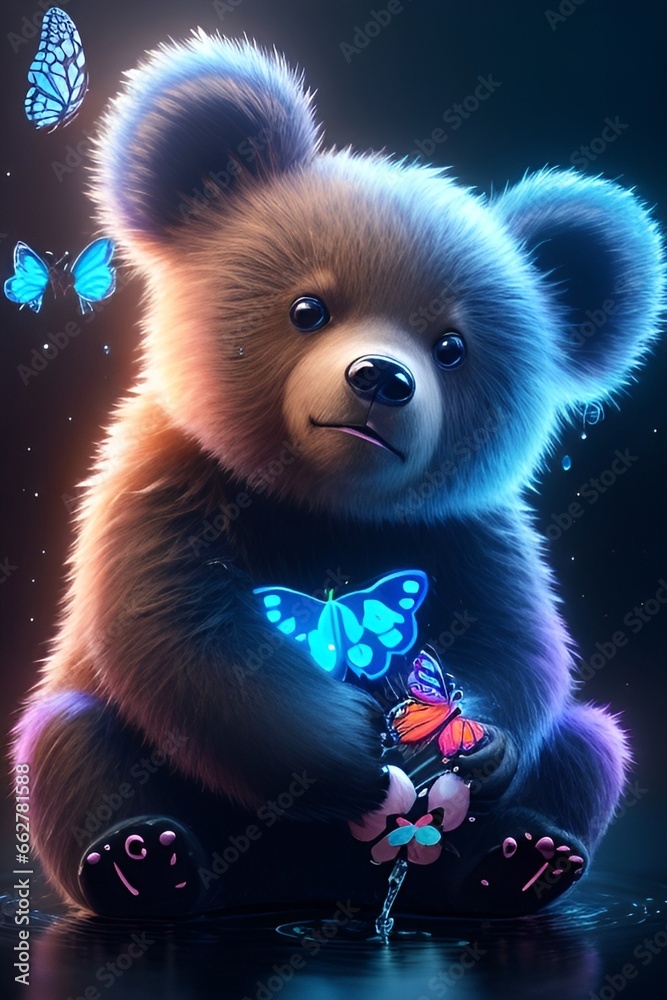Cute little bear with flowers wallpaper Cute little bear with flowers wallpaper