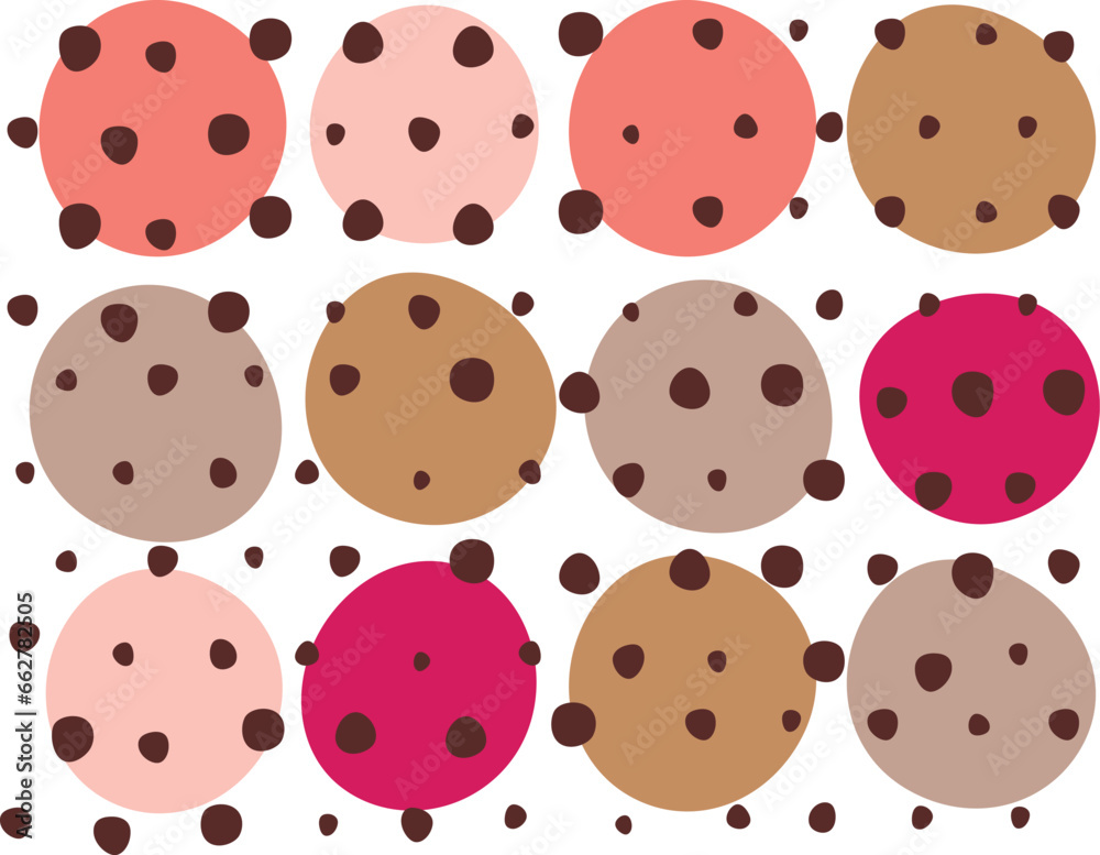 Seamless abstract pattern with circles and dots. Vector geometric background with pink and brown colors Seamless abstract pattern with circles and dots. Vector geometric background with pink and brown colors