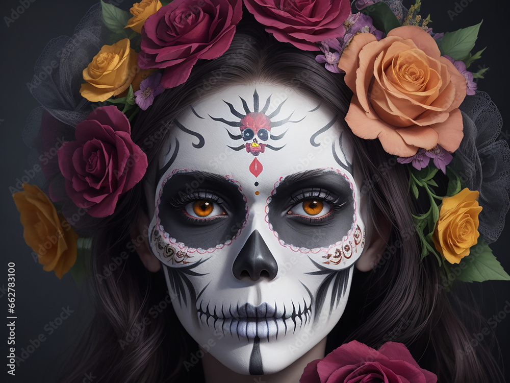 A Girl Day Of The Dead Makeup, Generative Ai