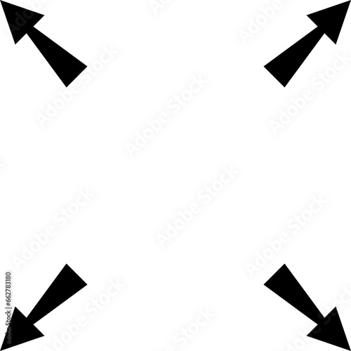 Arrows point in different directions at four corners.