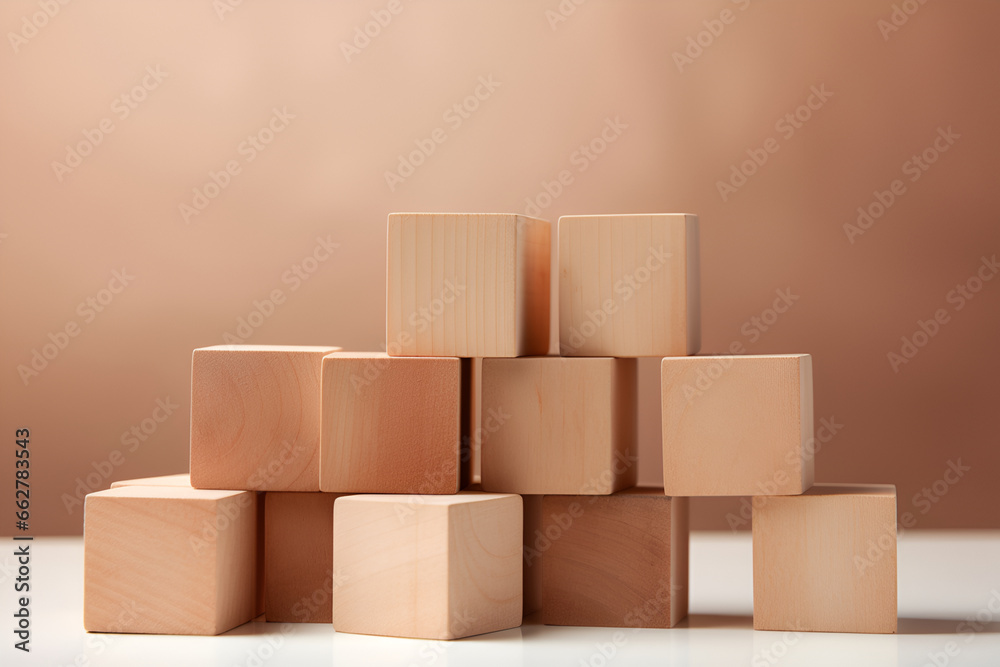 Obraz premium Wooden cubes on a table.