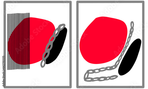 Break the chain. Abstract minimalist artwork. Hand drawn.