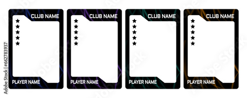 neon glow card border template with beautiful pattern for footbal player, hockey and game 
