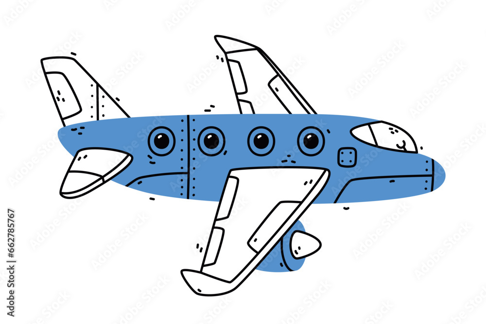Naklejka premium Airplane as Aircraft Flying in the Air Vector Illustration