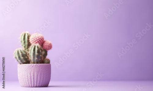 A single green cactus in a harmonizing pink pot.
