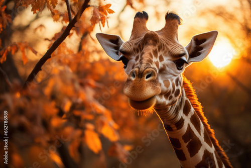 Giraffe Sonnenuntergang Savanne © Fatih