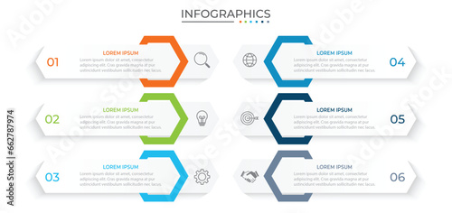 Vector infographic design template with 6 options or steps photo