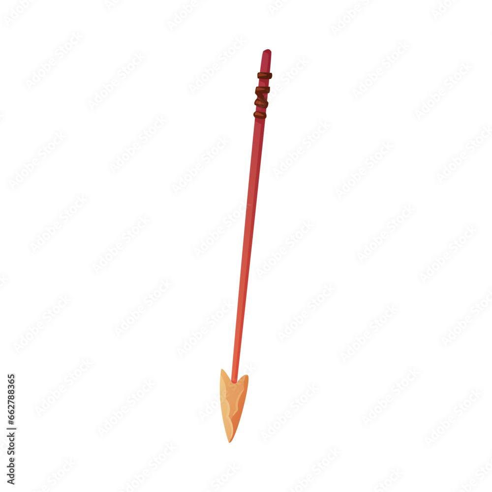Arrow as Ancient Tool with Wooden Shaft and Pointed Head Vector Illustration