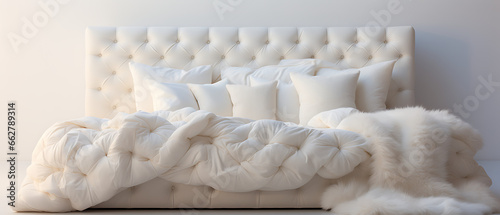 White Bed with Pillows and Duvet