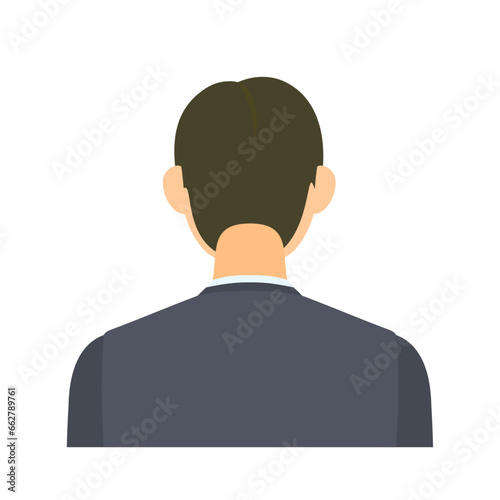 男性会社員の後ろ姿。フラットなベクターイラスト。 The back view of a male office worker. Flat designed vector illustration.