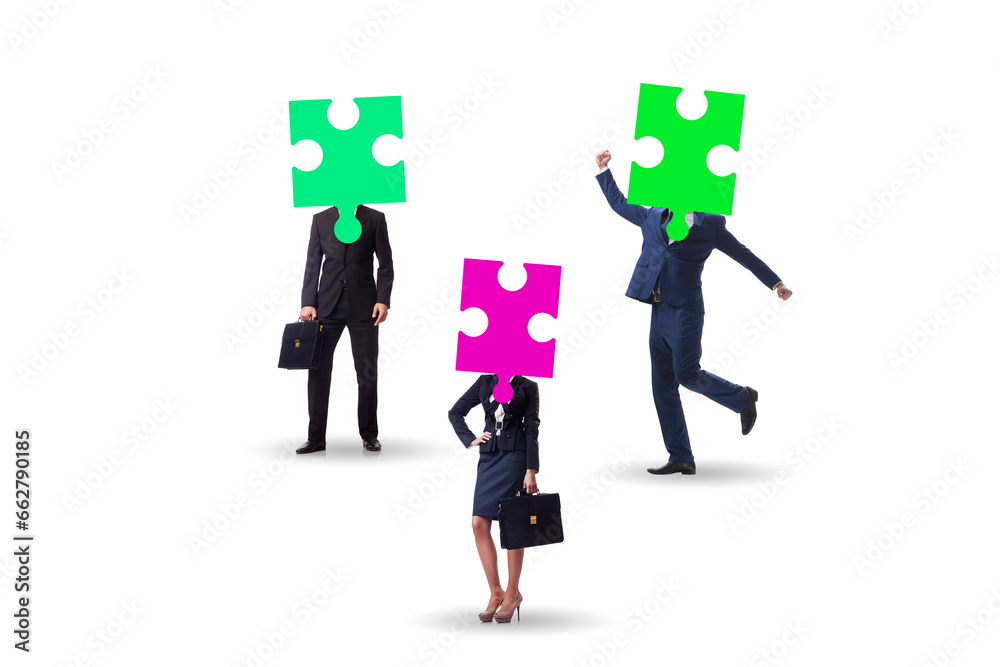 Concept of business people and jigsaw puzzle Concept of business people and jigsaw puzzle