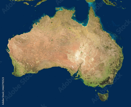 Fototapeta Naklejka Na Ścianę i Meble -  3D illustration of a highly detailed map of Australia. Elements of this image furnished by NASA.