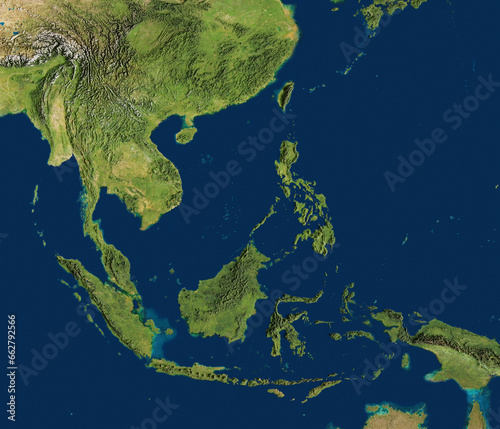 3D illustration of a highly detailed map of Southeast Asia. Elements of this image furnished by NASA.