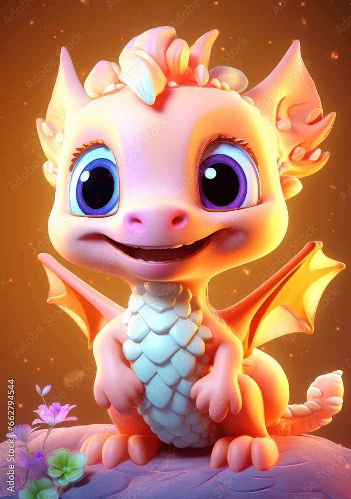 Little cute dragon with big kind eyes. A wonderful and sweet character.