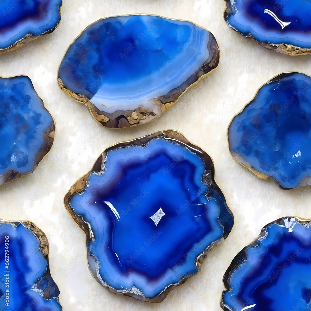 Seamless Pattern. Blue Agate Slices Seamless Pattern. For Textile, Fabric, And Design Seamless Pattern. Blue Agate Slices Seamless Pattern. For Textile, Fabric, And Design