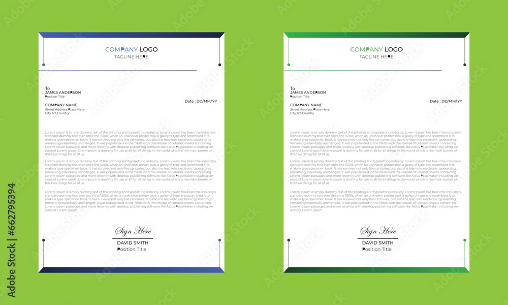 Modern Creative & Clean business style letterhead  of your corporate project design.set to print with vector & illustration. corporate letterhead.