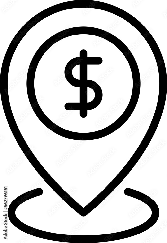 Pin dollar icon