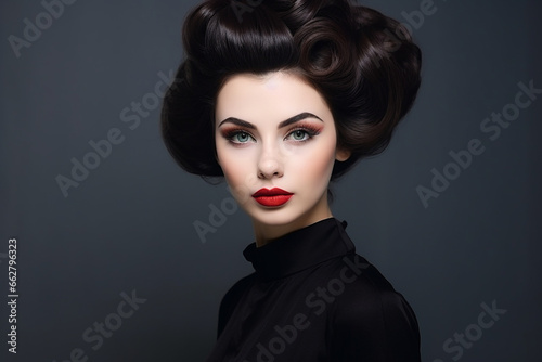 Beautiful woman with make-up and stylish hairstyle