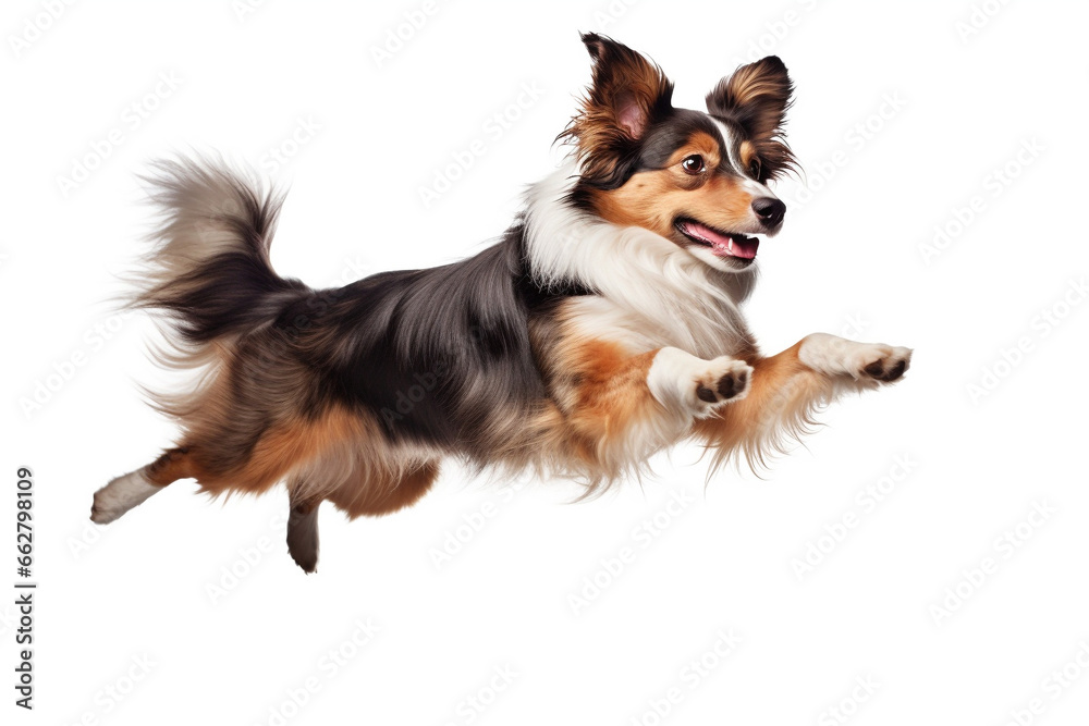 chihuahua dog running and jumping isolated on white background.