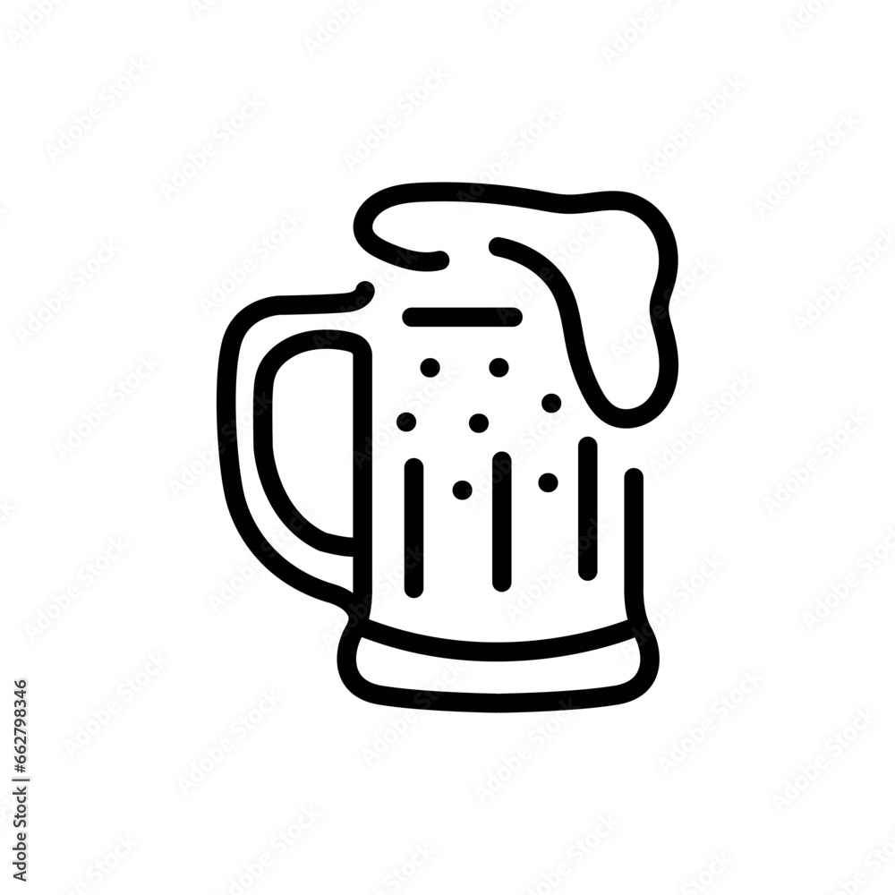 Glass of beer black line icon. Glass of beer black line icon.