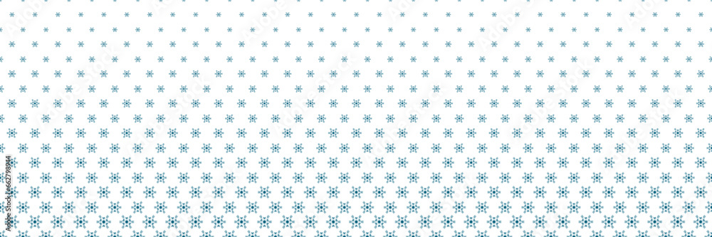 Horizontal blue snow shape design on white for pattern and background,Christmas background.