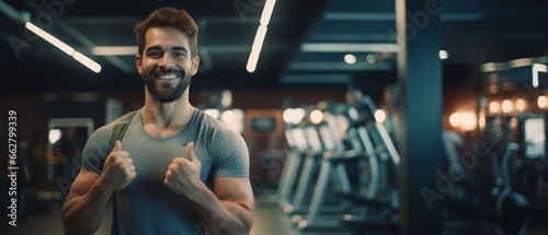 Close up image of attractive fit woman / man in gym, Generative AI