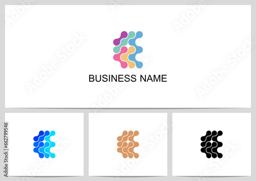 Abstract Linked Dots Connect Graphic Letter Logo Design E