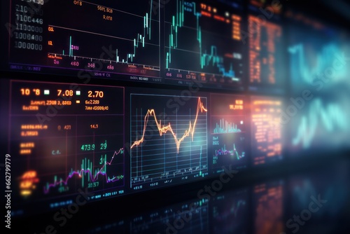 Illustration of Stock market or forex trading graph and candlestick chart suitable for financial investment concept. Generative AI