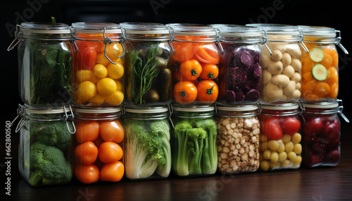 Fresh, healthy vegetables in a jar nature nutritious, organic abundance generated by AI