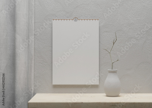 Wall calendar in a room, suitable for calendar design presentation