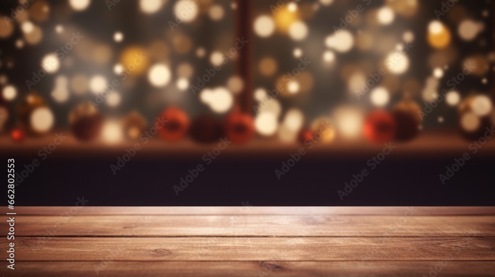 christmas lights background and the table christmas lights background and the table