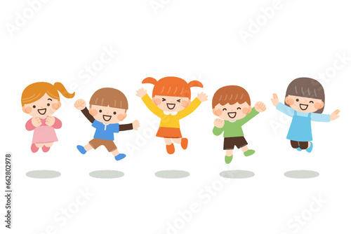ジャンプする子供達のイラスト素材
