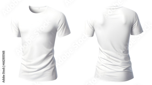 white t shirt front view, back view isolated on white background. Ready for your mock up design template.