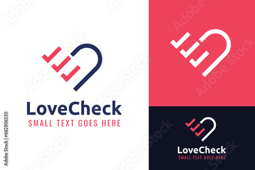 Simple Love Check D Date Dating App Relationship Tick Mark Logo Design Branding Template